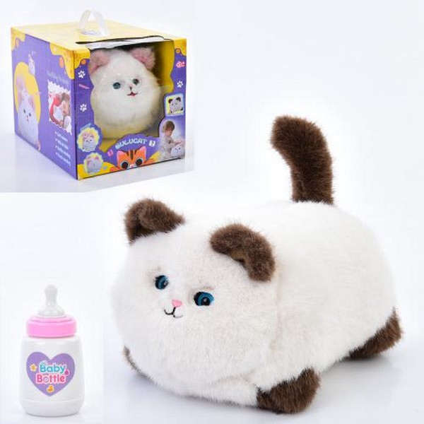 Кіт 933-103E (9шт) 25см, звук, сенсорний, реагує на пляшечку, закриває очі, рухає хвостом, плюш, 2 к (шт.)