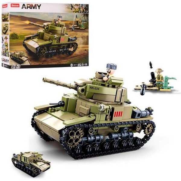 Конструктор SLUBAN M38-B0711 (16шт) військовий, танк, фігурки, 463дет, в кор-ці, 38-28,5-7см (шт.)