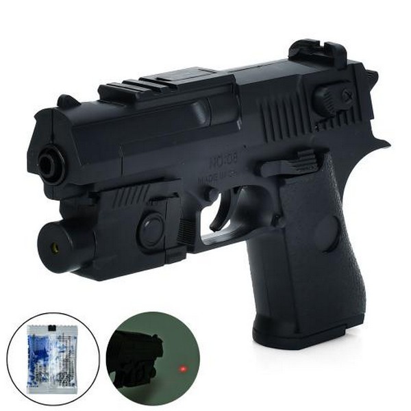 Пістолет 08-1 (144шт) 18,5см, водяні кулі, лазер, на бат(табл), у пакеті, 16-22-4см (шт.)