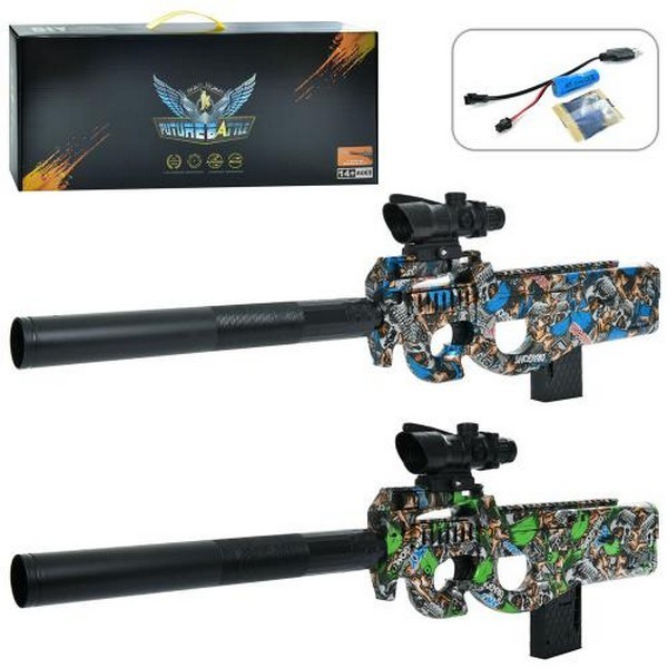 Автомат 1288-2-3 (8шт) акум, 73см, водяні кулі, прицел, USBзарядне, 2 види, в кор-ці, 56-25,5-6,5см (шт.)