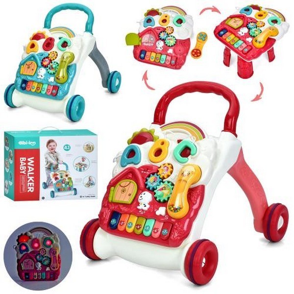 Каталка-ходунки 6017-8 (8шт) 4в1 (ігровий столик 33-27-в21см, ігровий центр 33-27см, підвіска на ліж (шт.)