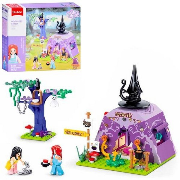 Конструктор SLUBAN M38-B1055 (32шт) рожева серія, будинок чарівниці, фігурки, 179дет, в кор-ці, 28,5 (шт.)