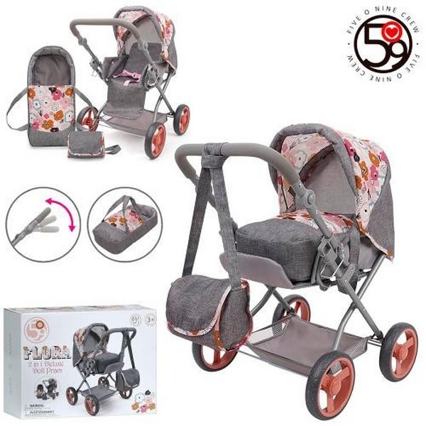 Коляска T729038 (4шт) для ляльки, 2в1, трансформер,37-54-в60см, люлька-переноска 42-20-8см, рег.ручк (шт.)