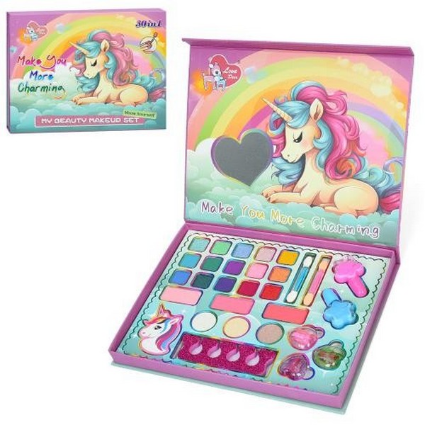 Косметика LK28585 (54шт) єдиноріг, тіні, рум'яна, набір для манікюру (лак 2шт, розділювач для пальці (шт.)