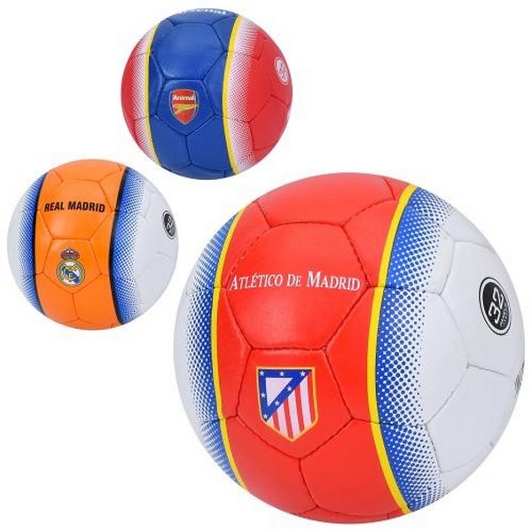 М'яч футбольний 2500-296 (30шт) розмір 5, ПУ1, ручна робота, 32 панелі, 410-430г, 3 види (клуби), в (шт.)