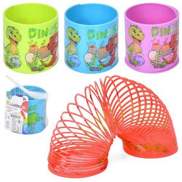 Пружинка BY705-1M (360шт) 7,5см, принт-динозавр, 4 кольори, в сітці, 7,5-14-7,5см (шт.)