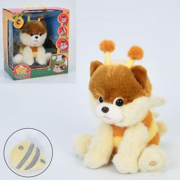 Собака 933-179E (16шт) 23см, музика, повтор, танцює, реагує на бджілку, плюш, на бат-ці, 26,5-30-17с (шт.)