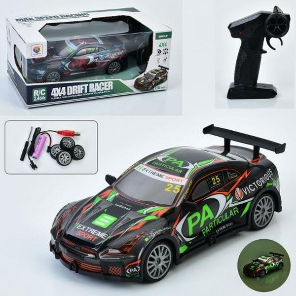 Машина 805-5A (18шт) р/к2,4G, акум, 21см, 1:18, світло, корпус не б'ється, дрифт, доп.колеса, 4х4, U (шт.)