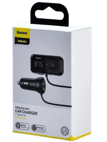 FM-трансмітер Baseus T Shaped S-16 Car Bluetooth MP3 Player Black CCMT000201 (шт.)