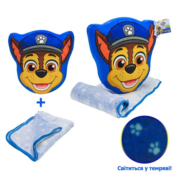 М'яка іграшка з пледом Paw Patrol арт. KH70/001L (8шт) подушка 38*41*7см плед 118*80см світиться в т (шт.)