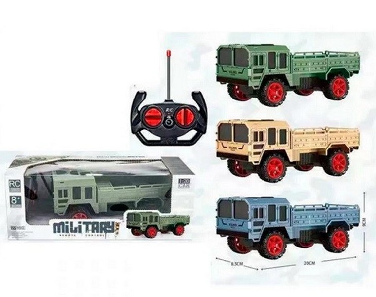 Машина 222-2A (24шт) р/к, акум, військова, 20см, 1:20, гумові колеса, USBзарядне, 3 кольори, в кор-ц (шт.)