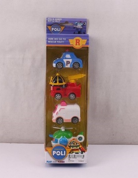 Іграшка машинка на коліщатах  арт. 9B (192шт/2) Robocar Poli, 4 героя, короб. 28*9*5 см (шт)