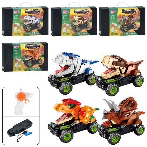 Конструктор 70026-7-8-9D (12шт) р/к2,4G, машина (корпус динозавр), акум, USBзарядне, від 586дет, 4 в (шт)