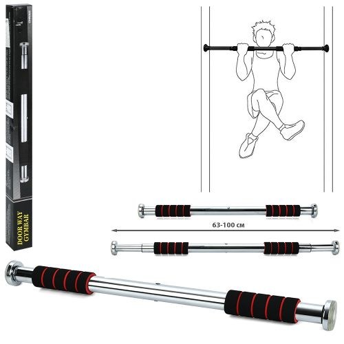 Тренажер MS 0593-2 (20шт) метал, турнік д/дверн. отвору, 63/100см, фом. насадки, в кор-ці, 65,5-5-5с (шт)