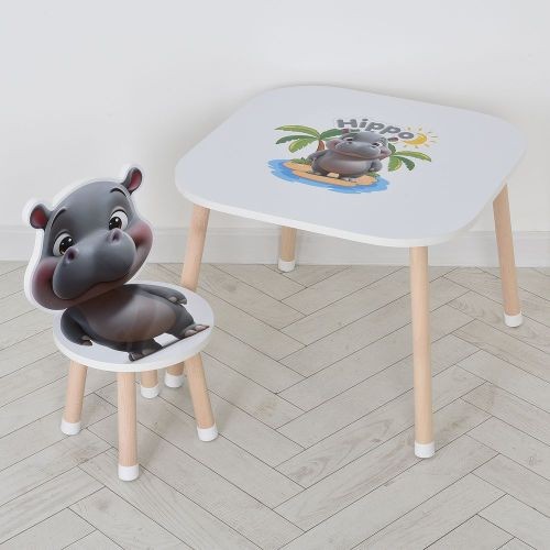 Столик M 502-6 (1шт) 1 стільчик, дерев'яний, бегемотик (шт)