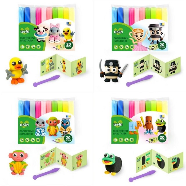 20 стіків Fun ТМ Lovin Набір для ліплення з повітряним пластиліном 7000232 (шт)