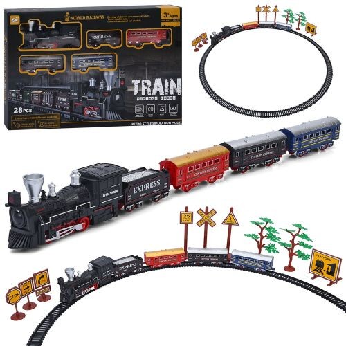 Залізниця 9299-87 (24шт) 104,5-68см, локомотив, вагони 4шт, звук, 28дет, на бат-ці, в кор-ці, 42,5-2 (шт)