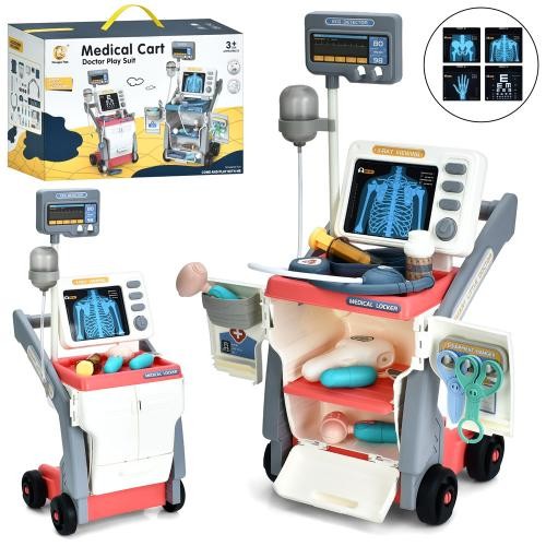 Набір лікаря 927 (12шт) візок, рентген, стетоскоп, крапельниця, мед.інструменти, звук, світло, на ба (шт)