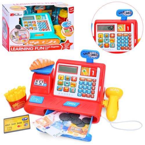 Касовий апарат 35627 (12шт) 26см, калькулятор, сканер, звук, світло, продукти, гроші, 2 кольори, в к (шт)