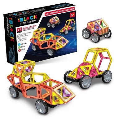 Конструктор магнітний IBLOCK PL-923-528 (12шт)32дет, інструк на укр, у  кор. 31*8*25см (шт)