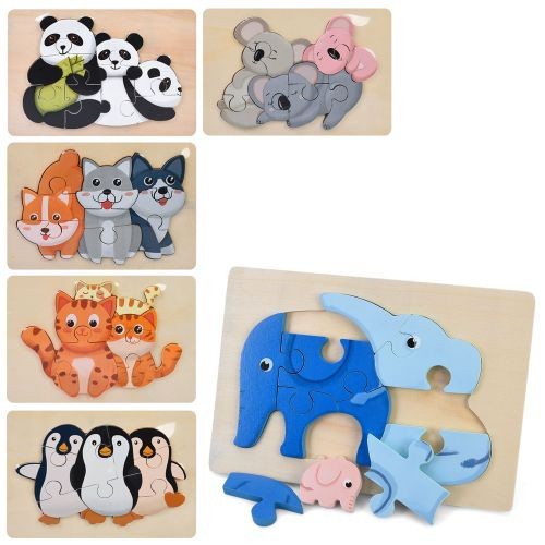 Дерев'яна іграшка Пазли MD 0739 (50шт) тварини, родина/сім'я, 6 видів, у пакеті, 22-15-1см (шт)