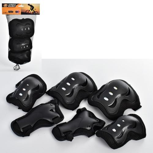 Захист MS 3421 (50шт) для колін, ліктів, зап'ясть,розмір L, чорний,сітка,24-40-9см (шт)