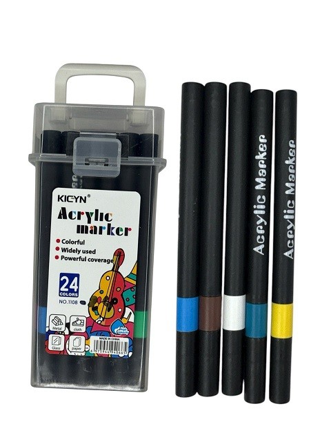 Акрилові фломастери 24кол. у пл. кор. на водній основі (4,2*6,4*14,6)см №1108-24 (120) (шт)