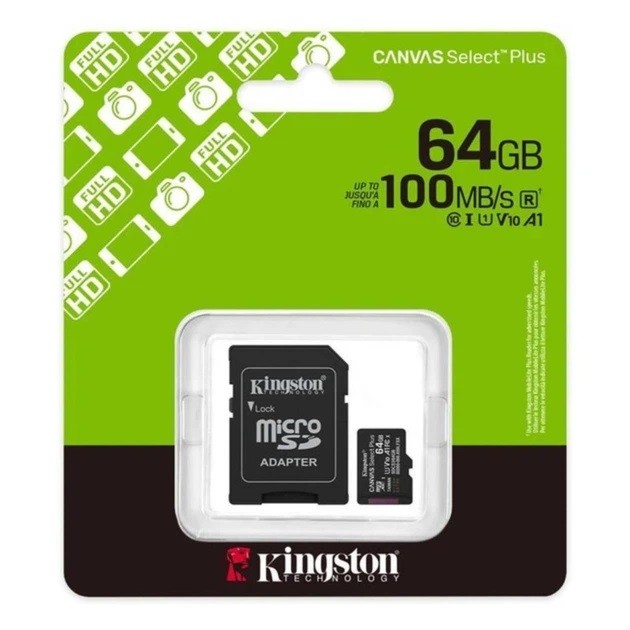 Карта пам'яті Kingston Canvas Select Plus microSDXC 64GB UHS-I U1 V10 + SD-адаптер (SDCS3/64GB) (шт)