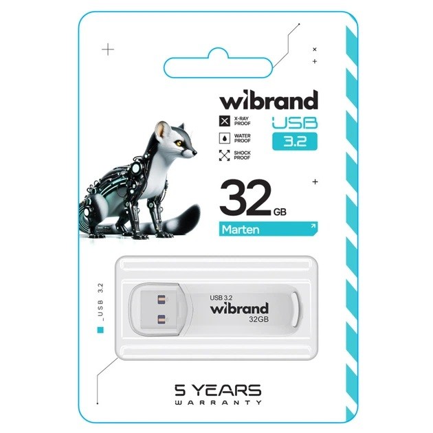 Флеш-накопичувач Flash Wibrand USB 3.2 Gen1 Marten 32GB White (шт)
