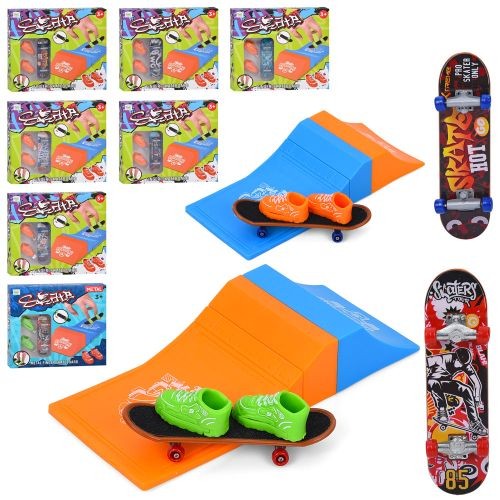 Гра 6688-158-159 (96шт) фінгерборд, міні скейт, 9,5см, трамплин, кросівки, мікс видів, в кор-ці, 20, (шт)