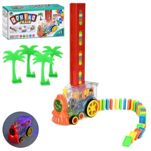 Поїзд 918 (18шт) 15,5см, їздить, звук, світло, дерева, доміно, 86дет, на бат-ці, в кор-ці, 27-14-8см (шт)