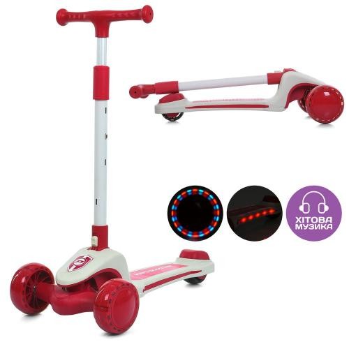 Самокат JR3-131-R (1шт) Max-big, метал+пластик, 3 колеса PU, 2пер135мм світло, задн 90мм світло, кер (шт)
