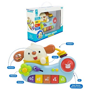 Піаніно муз. арт.PL-724-08 (12шт) "Грайся та навчайся", батар, укр.мова, звуки,пісні,тактильні части (шт)