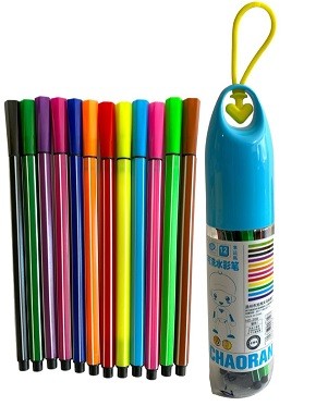 Фломастер №208 смуг. у прозр. банці з серд. гум. 12шт 12кол (4,2*20,3)см42шт на пак (168) (шт)