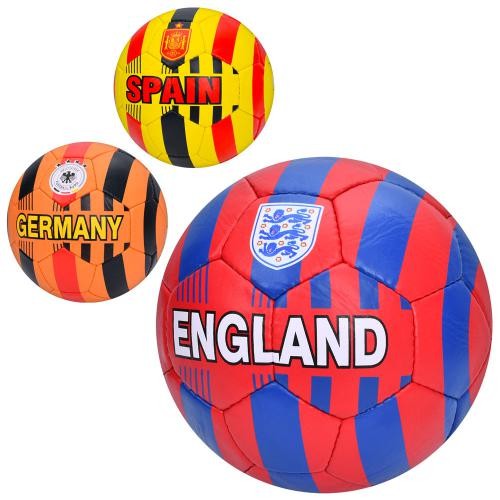 М'яч футбольний 2500-289 (30шт) розмір5,ПУ1,4мм,ручна робота, 32панелі, 400-420г, 3види(країни), в п (шт)