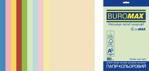 Папір кольоровий Euromax 80г/м2, PASTEL+INTENSIVE, 10кольорів, 20арк. BM.2721620E-99 (1/100шт) (шт)