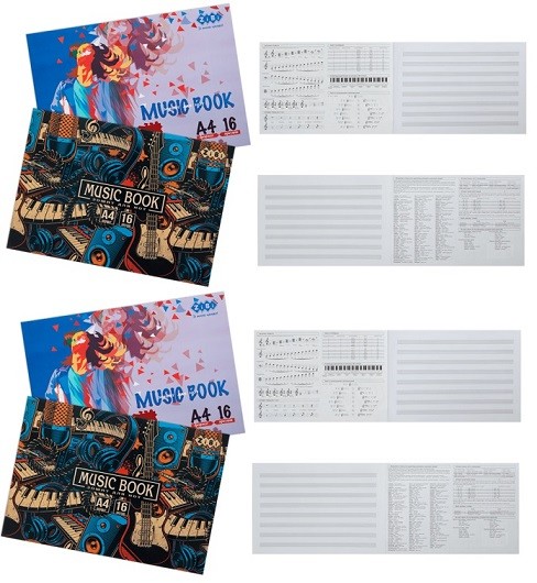 Зошит для нот А4, 16 аркушів, на скобі, горизонтальний, KIDS Line ZB.1096 (1/20шт) (шт)