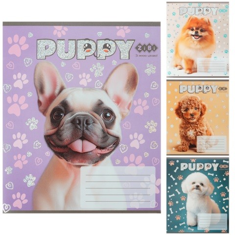 Зошит учнівський шкільний DOGS, 12 арк., коса, KIDS LINE ZB25.1753C (25/600шт) (шт)
