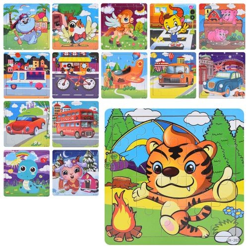 Дерев'яна іграшка Пазли MD 0741 (100шт) 16дет, мікс видів, у пакеті, 15-15-0,5см (шт)