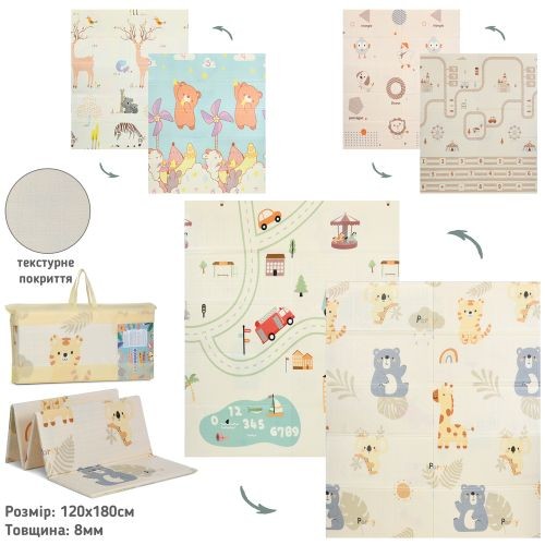 Килимок-мат MR 1570-1 (12шт) XPE, 120-180см, двосторонній, товщина 8мм, 3 види, у сумці, 57-37-9см (шт)