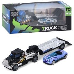 Трейлер 6704 (60шт) інерція, 20,5см, машинка, метал+пластик, 2 види трейлерів/мікс видів машинок, в (шт)