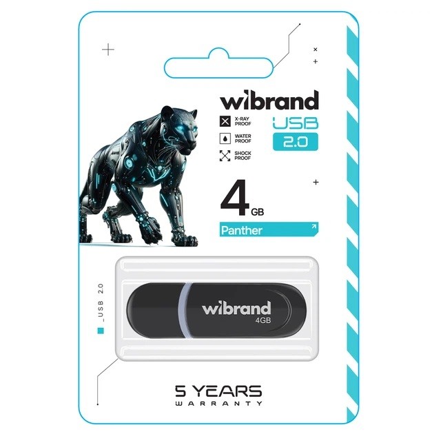 Флеш-накопичувач Flash Wibrand USB 2.0 Panther 4Gb Black (WI2.0/PA4P2B) (шт)
