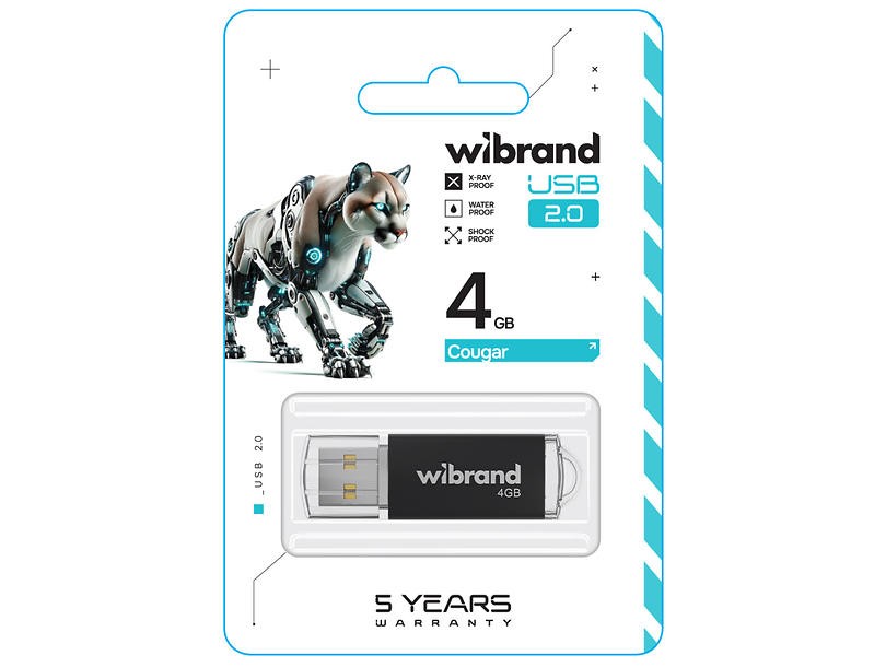Флеш-накопичувач Flash Wibrand USB 2.0 Cougar 4Gb Black (WI2.0/CU4P1B) (шт)