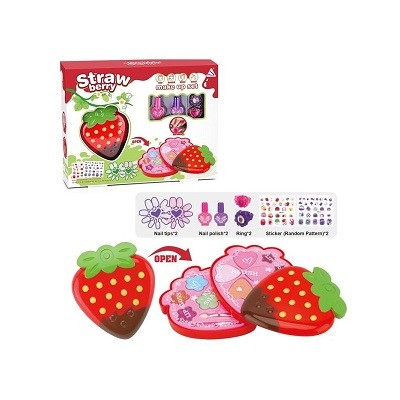 Косметика JYN-206 (24шт) полуниця, 2 яруси, 12-11-3,5см, тіні, набір для манікюру (лак 2шт, наліпки, (шт)