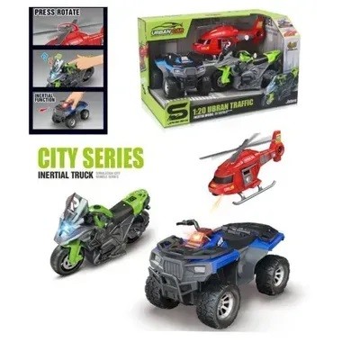 Набір з транспортом JS200F-0O (8шт) 1:20, набір 3шт, звук, світло, 2 види (1вид поліція+швидка допом (шт)