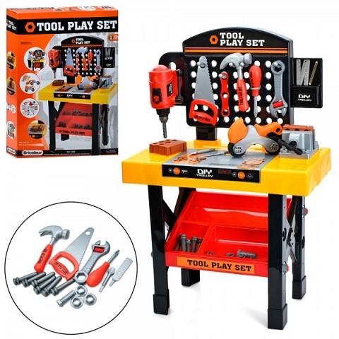 Набір інструментів 1896 (4шт) столик/верстат, 50-26-75см, дриль-механічна, молоток, пила, викрутка, (шт)