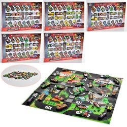 Набір машинок 051-25 (36шт) метал, 25шт, 7,5см, ігрове поле 60-60см, мікс видів, в кор-ці, 37-24,5-2 (шт)