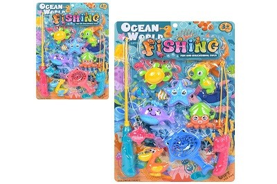 Риболовля 706-65A (48шт) вудка 2шт, морскі мешканці, мікс кольорів, на листі, 30-46-4см (шт)