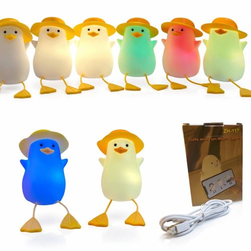 Нічник качка силіконова, змінює колір при натисканні, 7 кольорів, 8,5х9х13,5 см №ZН-117 (80) (шт)