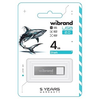 Флеш-накопичувач Wibrand USB 2.0 Shark 4Gb Silver (WI2.0/SH4U4S) (шт)